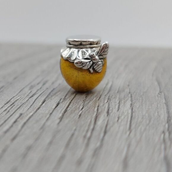 925 Sterling Silver Honey Pot Bumble Bee Charm - Picture 8 of 8